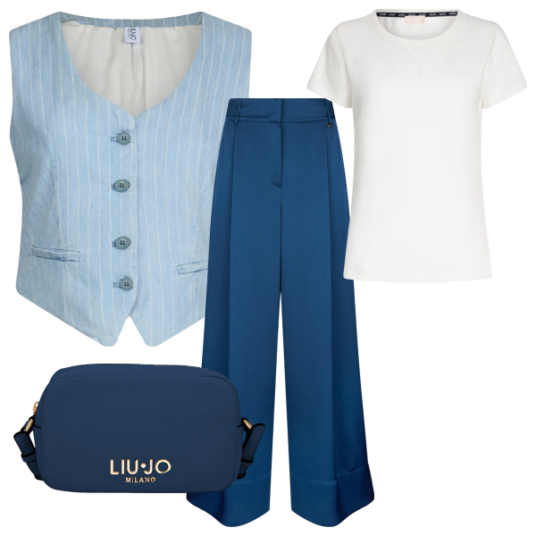 Women's Slim Fit Pinstripe Denim Vest - Liu Jo | Martini 900