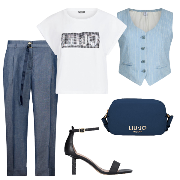 Women's Slim Fit Pinstripe Denim Vest - Liu Jo | Martini 900